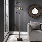 Uttermost Elieser Floor Lamp With Amber Glass Shade