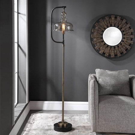 Uttermost Elieser Floor Lamp With Amber Glass Shade