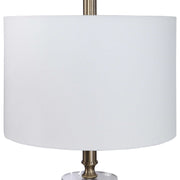 Uttermost Maud Aged Black and Antique Brass Floor Lamp With White Linen Shade