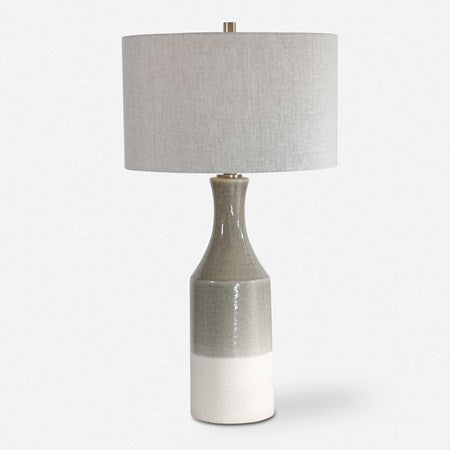 Uttermost Savin Glossy Gray Glazed Ceramic Table Lamp With Linen Shade