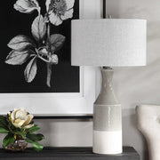 Uttermost Savin Glossy Gray Glazed Ceramic Table Lamp With Linen Shade