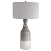 Uttermost Savin Glossy Gray Glazed Ceramic Table Lamp With Linen Shade