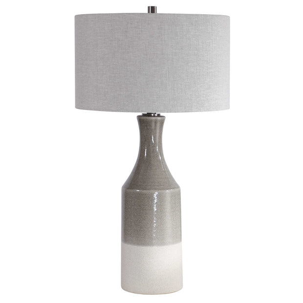 Uttermost Savin Glossy Gray Glazed Ceramic Table Lamp With Linen Shade