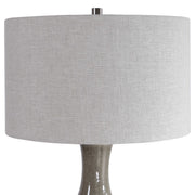 Uttermost Savin Glossy Gray Glazed Ceramic Table Lamp With Linen Shade