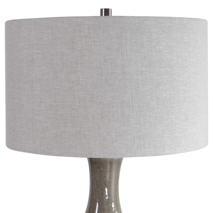 Uttermost Savin Glossy Gray Glazed Ceramic Table Lamp With Linen Shade