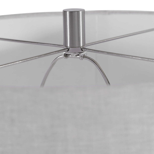 Uttermost Savin Glossy Gray Glazed Ceramic Table Lamp With Linen Shade