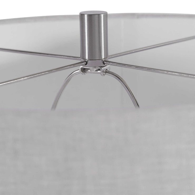 Uttermost Savin Glossy Gray Glazed Ceramic Table Lamp With Linen Shade