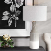 Uttermost Savin Glossy Gray Glazed Ceramic Table Lamp With Linen Shade