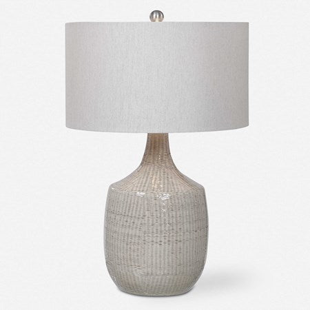 Uttermost Felipe Light Gray Ceramic Table Lamp With Linen Shade