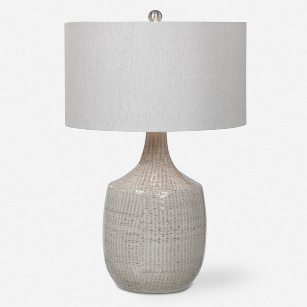 Uttermost Felipe Light Gray Ceramic Table Lamp With Linen Shade