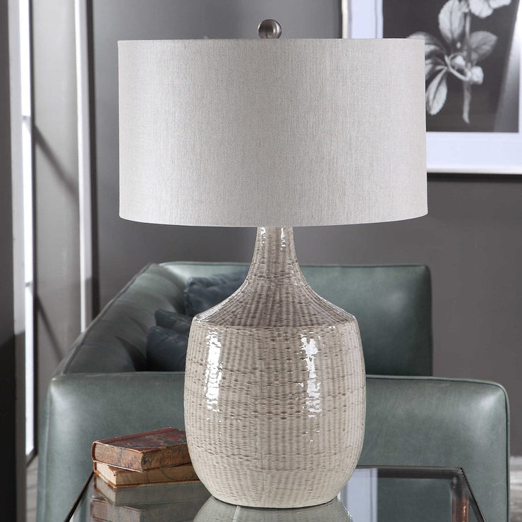 Uttermost Felipe Light Gray Ceramic Table Lamp With Linen Shade