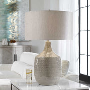 Uttermost Felipe Light Gray Ceramic Table Lamp With Linen Shade
