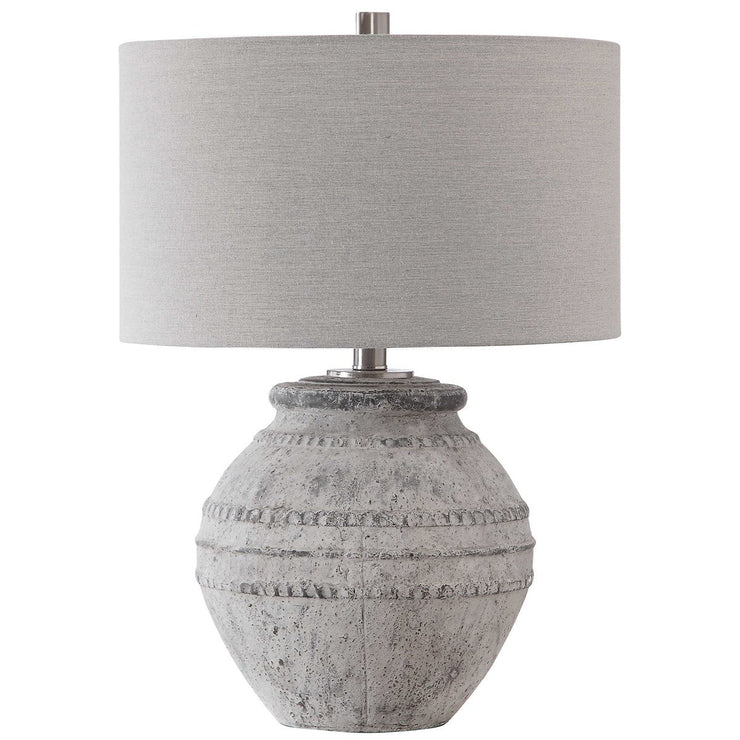 Uttermost Montsant Ivory Stone and Aged Gray Ceramic Table Lamp With Linen Shade