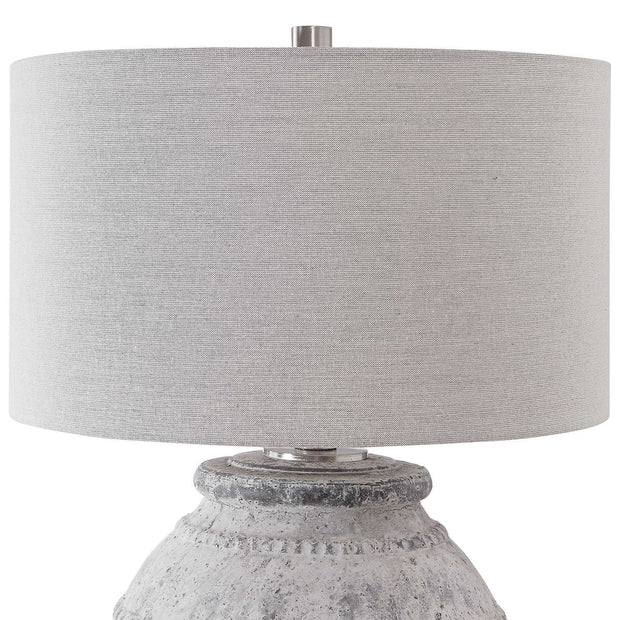 Uttermost Montsant Ivory Stone and Aged Gray Ceramic Table Lamp With Linen Shade