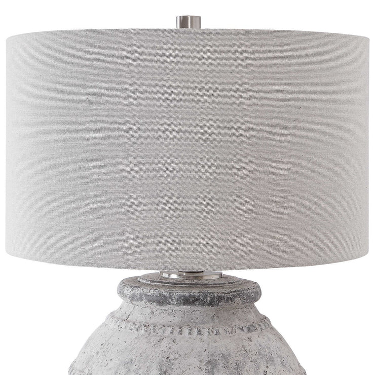 Uttermost Montsant Ivory Stone and Aged Gray Ceramic Table Lamp With Linen Shade