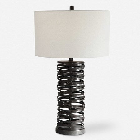 Uttermost Alita Aged Rust Black Table Lamp With White Linen Shade