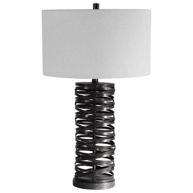 Uttermost Alita Aged Rust Black Table Lamp With White Linen Shade