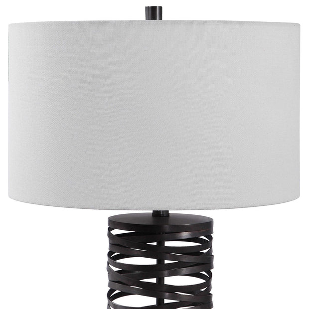 Uttermost Alita Aged Rust Black Table Lamp With White Linen Shade