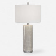 Uttermost Zesiro Gray Glazed Ceramic Table Lamp With White Linen Shade