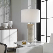 Uttermost Zesiro Gray Glazed Ceramic Table Lamp With White Linen Shade