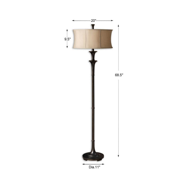 Uttermost Brazoria Oil Ribbed Bronze Floor Lamp With Golden Champagne Shade