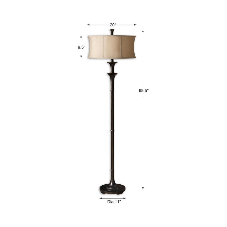 Uttermost Brazoria Oil Ribbed Bronze Floor Lamp With Golden Champagne Shade