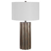 Uttermost Khalio Aged Gunmetal Fluted Table Lamp With White Linen Shade