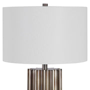 Uttermost Khalio Aged Gunmetal Fluted Table Lamp With White Linen Shade
