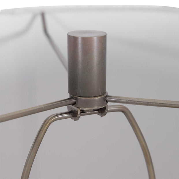 Uttermost Khalio Aged Gunmetal Fluted Table Lamp With White Linen Shade