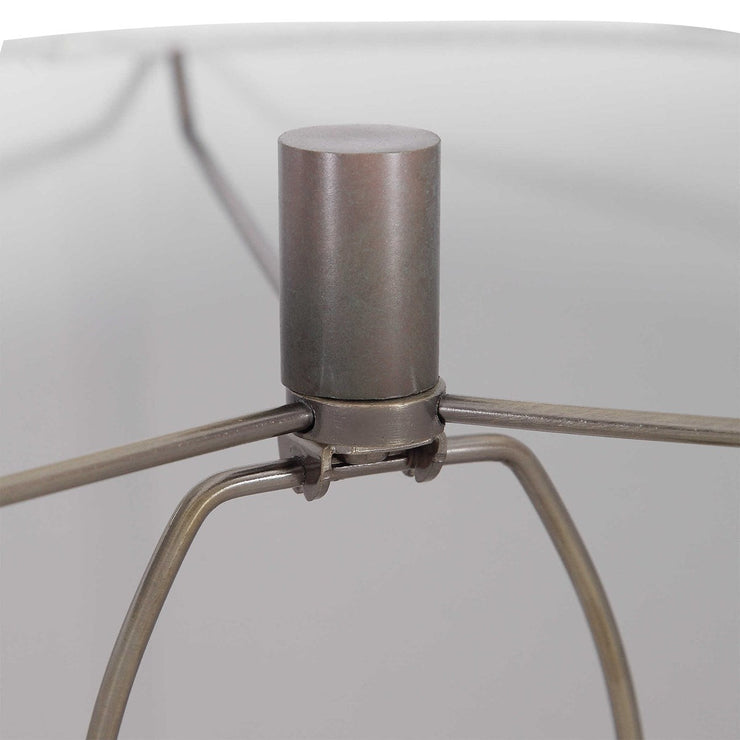 Uttermost Khalio Aged Gunmetal Fluted Table Lamp With White Linen Shade