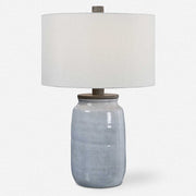 Uttermost Dimitri Light Blue Crackle Glazed Ceramic Table Lamp With Linen Shade