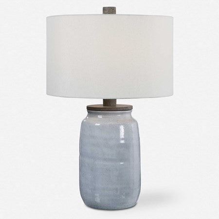 Uttermost Dimitri Light Blue Crackle Glazed Ceramic Table Lamp With Linen Shade