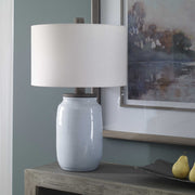 Uttermost Dimitri Light Blue Crackle Glazed Ceramic Table Lamp With Linen Shade
