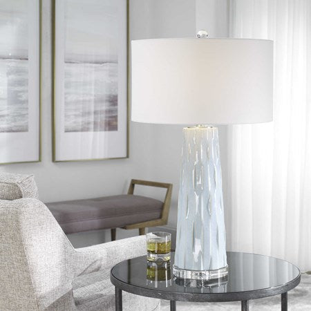 Uttermost Brienne Light Powder Blue Ceramic Table Lamp With White Linen Shade