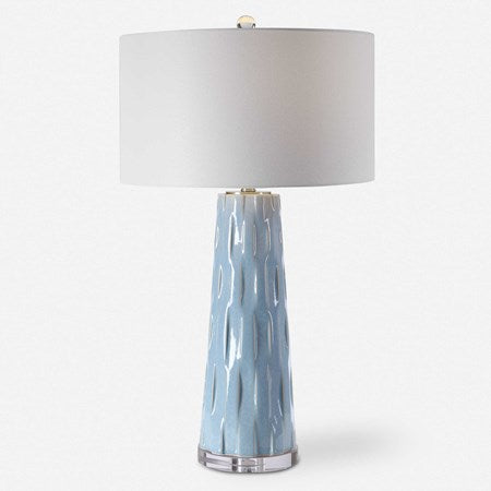 Uttermost Brienne Light Powder Blue Ceramic Table Lamp With White Linen Shade