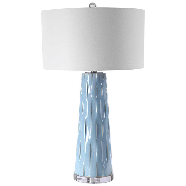 Uttermost Brienne Light Powder Blue Ceramic Table Lamp With White Linen Shade