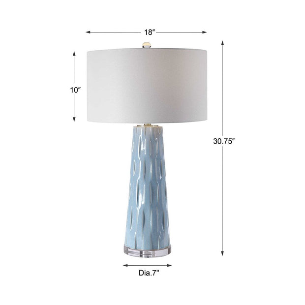 Uttermost Brienne Light Powder Blue Ceramic Table Lamp With White Linen Shade