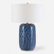 Uttermost Sedna Blue Ceramic Table Lamp With White Linen Shade