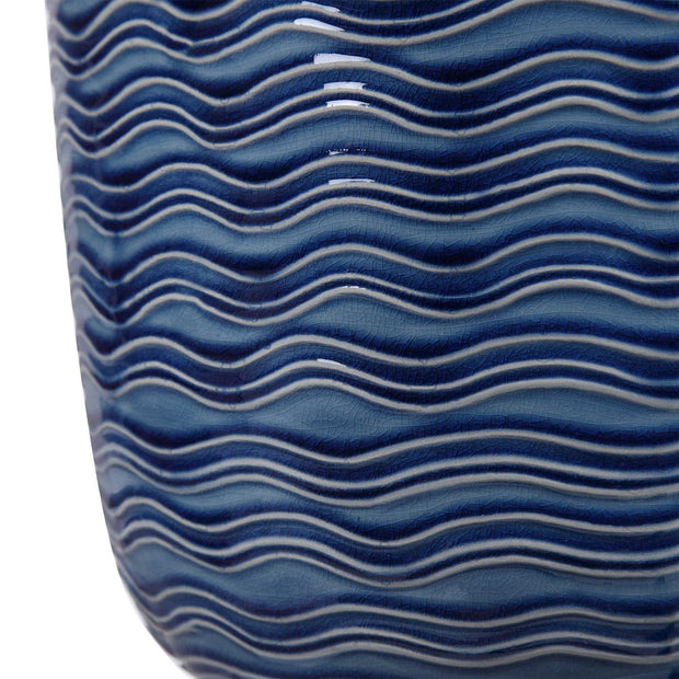Uttermost Sedna Blue Ceramic Table Lamp With White Linen Shade