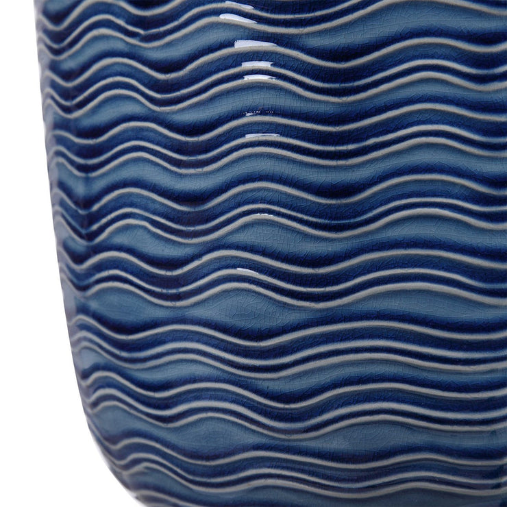 Uttermost Sedna Blue Ceramic Table Lamp With White Linen Shade