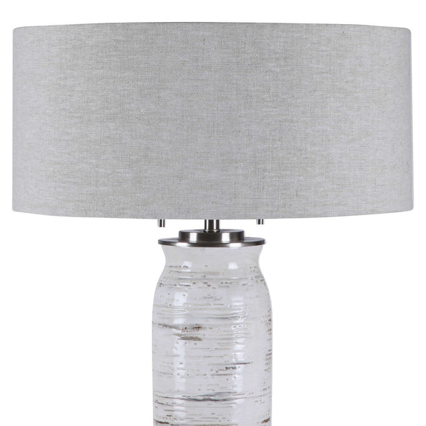 Uttermost Lenta Off-White Ceramic Table Lamp With Oatmeal Linen Shade
