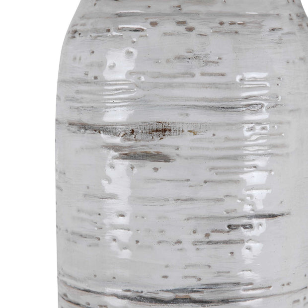 Uttermost Lenta Off-White Ceramic Table Lamp With Oatmeal Linen Shade