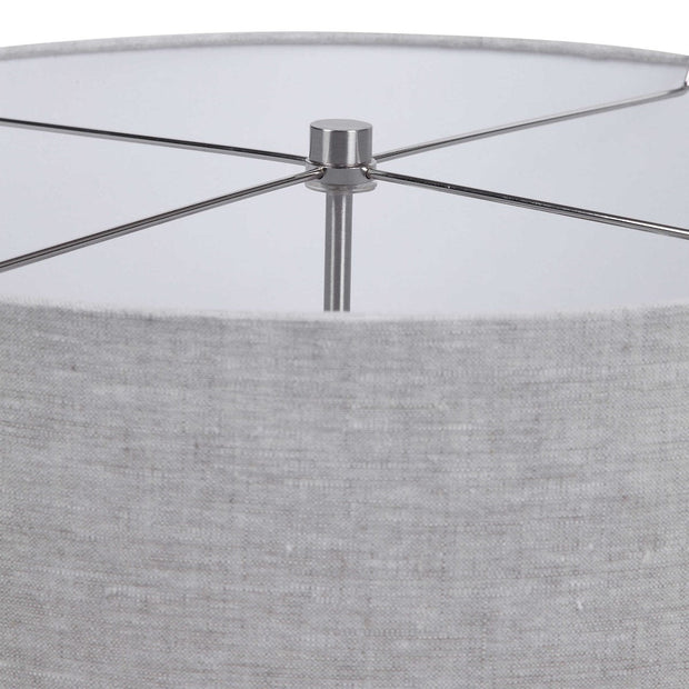 Uttermost Lenta Off-White Ceramic Table Lamp With Oatmeal Linen Shade