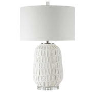 Uttermost Caelina Aged White Textured Ceramic Table Lamp With Linen Shade
