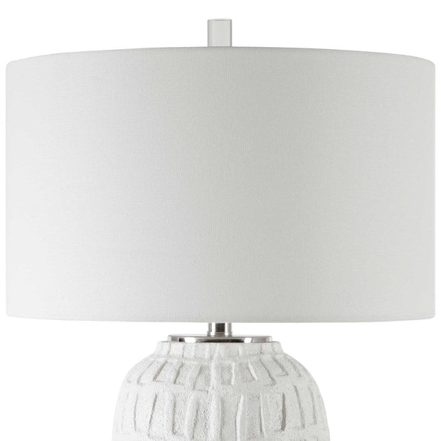 Uttermost Caelina Aged White Textured Ceramic Table Lamp With Linen Shade
