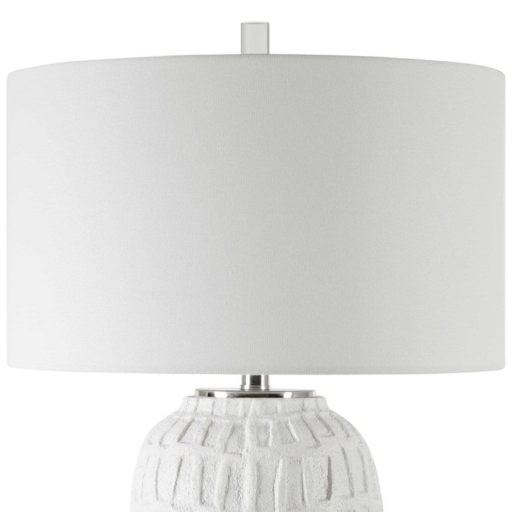 Uttermost Caelina Aged White Textured Ceramic Table Lamp With Linen Shade