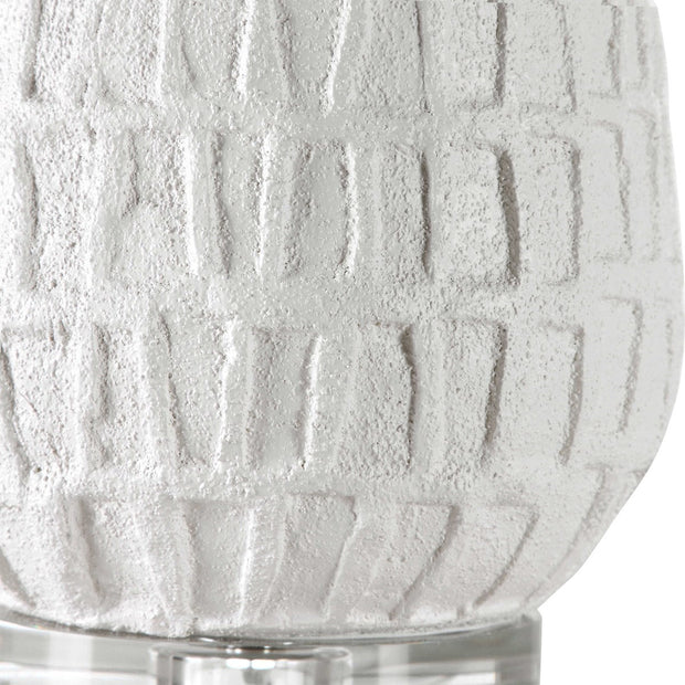 Uttermost Caelina Aged White Textured Ceramic Table Lamp With Linen Shade