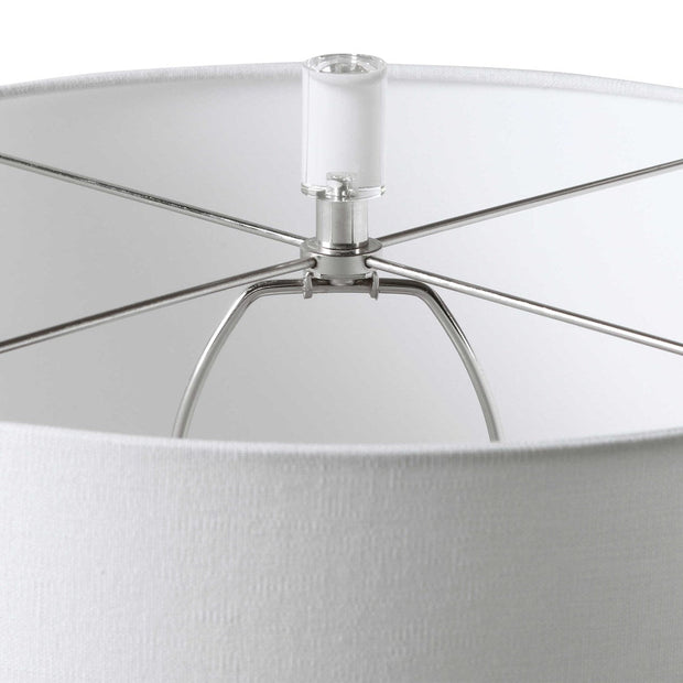 Uttermost Caelina Aged White Textured Ceramic Table Lamp With Linen Shade