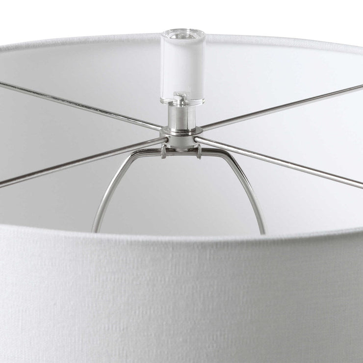 Uttermost Caelina Aged White Textured Ceramic Table Lamp With Linen Shade