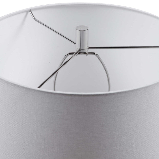 Uttermost Montauk White and Indigo Blue Striped Ceramic Table Lamp With Linen Shade